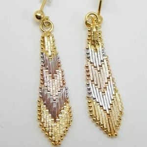 TRI COLOR STERLING SILVER 925 EARRINGS